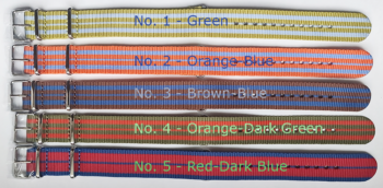 5 different Nylon bands for colorful unique concentric watches